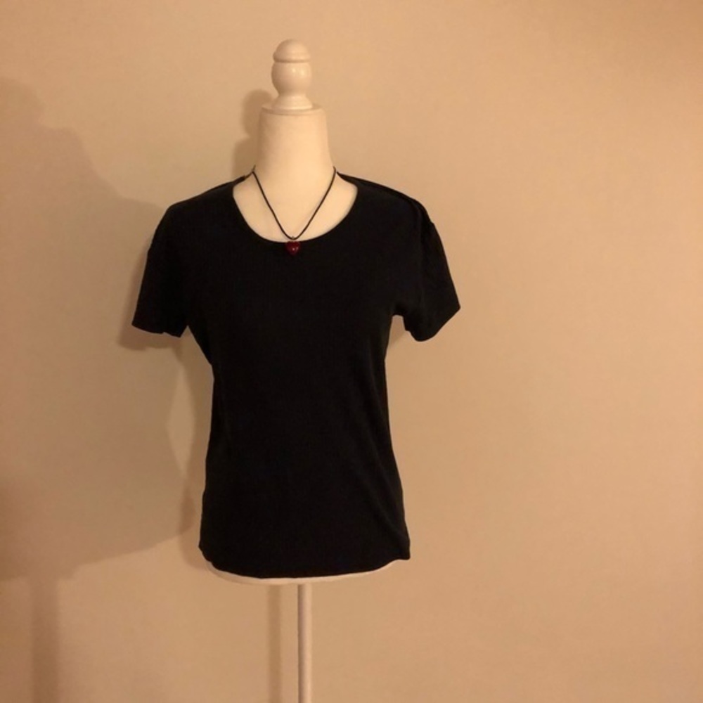 4/$25 Perry Ellis M Ribbed Tee Navy - Picture 2 of 4